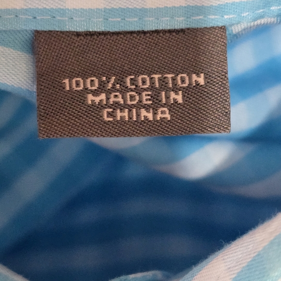 Kenneth Cole Reaction Blue Gingham Men's Long Sleeve Button Down Large M178 - Picture 7 of 7